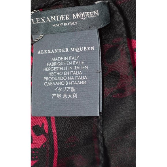 New Alexander McQueen $365 110640 Purple Black SKULL Silk Chiffon Scarf - Picture 5 of 10